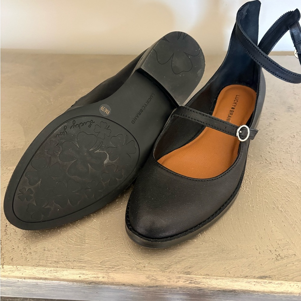 Lucky Brand Black Ankle Strap Flats - Picture 5 of 6